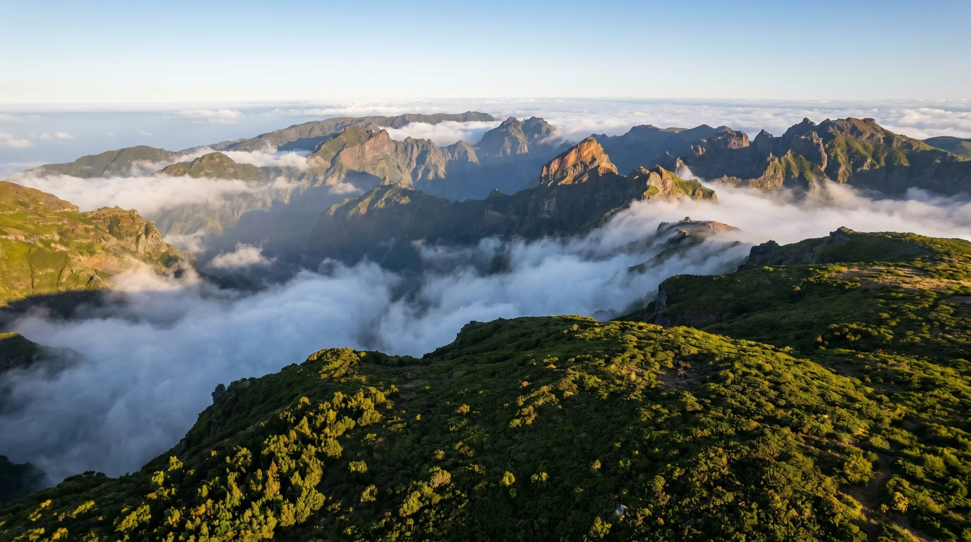 Paúl da Serra plateau with cloud inversion below, Madeira